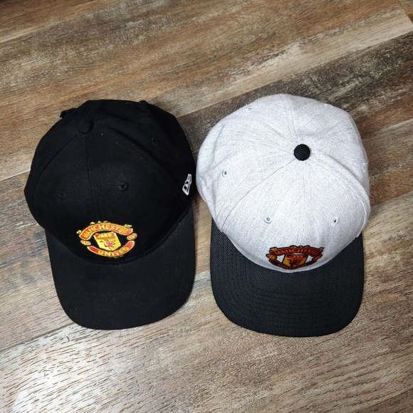 Manchester United 2 New Era Black Cap Strap Back & Black Grey Snap Back - Picture 9 of 16